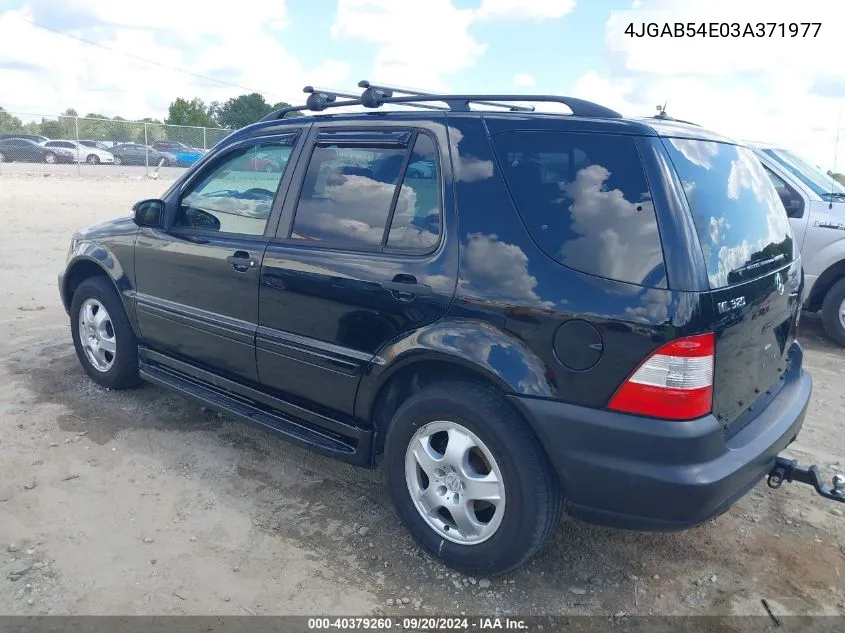 2003 Mercedes-Benz Ml 320 VIN: 4JGAB54E03A371977 Lot: 40379260