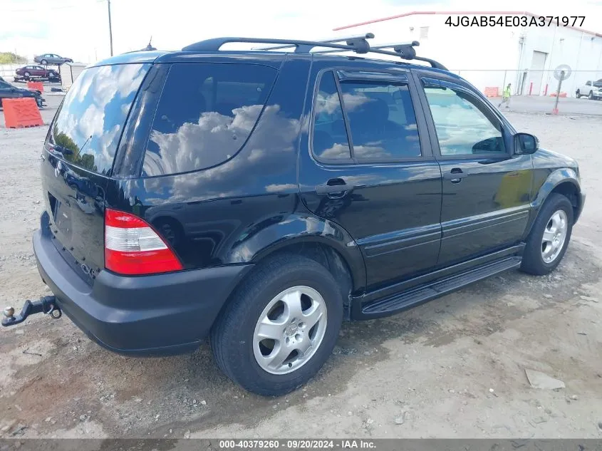 2003 Mercedes-Benz Ml 320 VIN: 4JGAB54E03A371977 Lot: 40379260