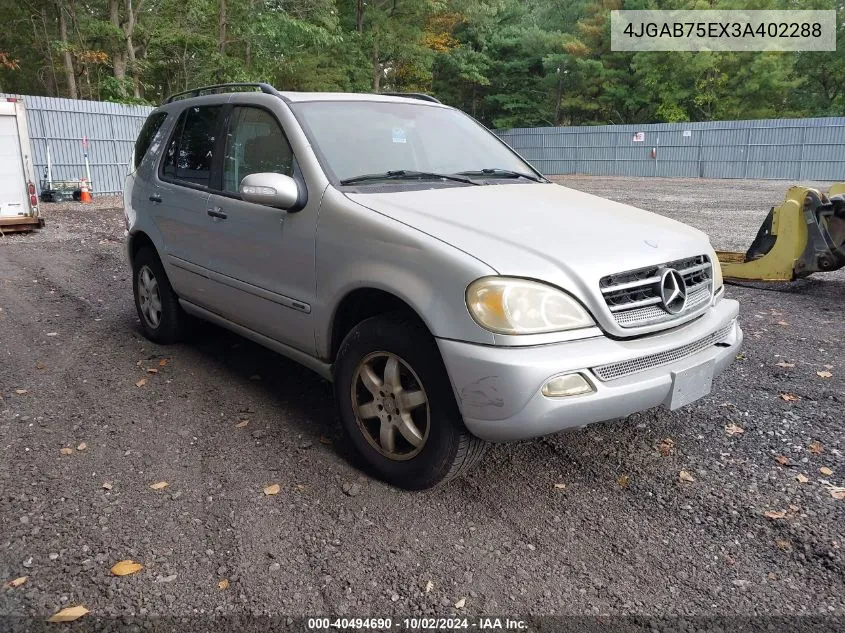 2003 Mercedes-Benz Ml 500 VIN: 4JGAB75EX3A402288 Lot: 40494690