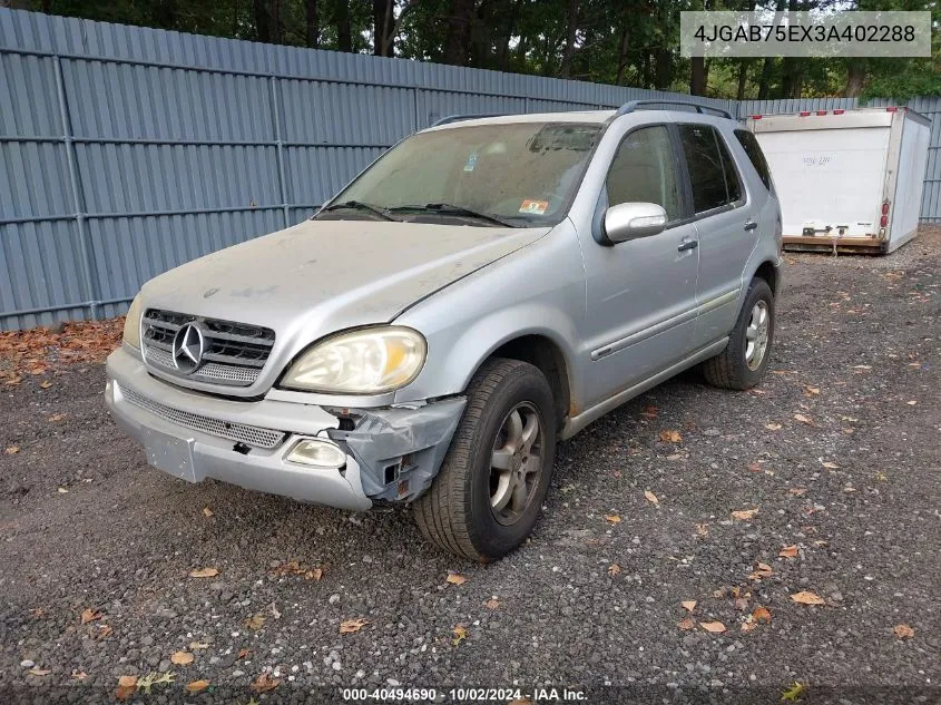 2003 Mercedes-Benz Ml 500 VIN: 4JGAB75EX3A402288 Lot: 40494690