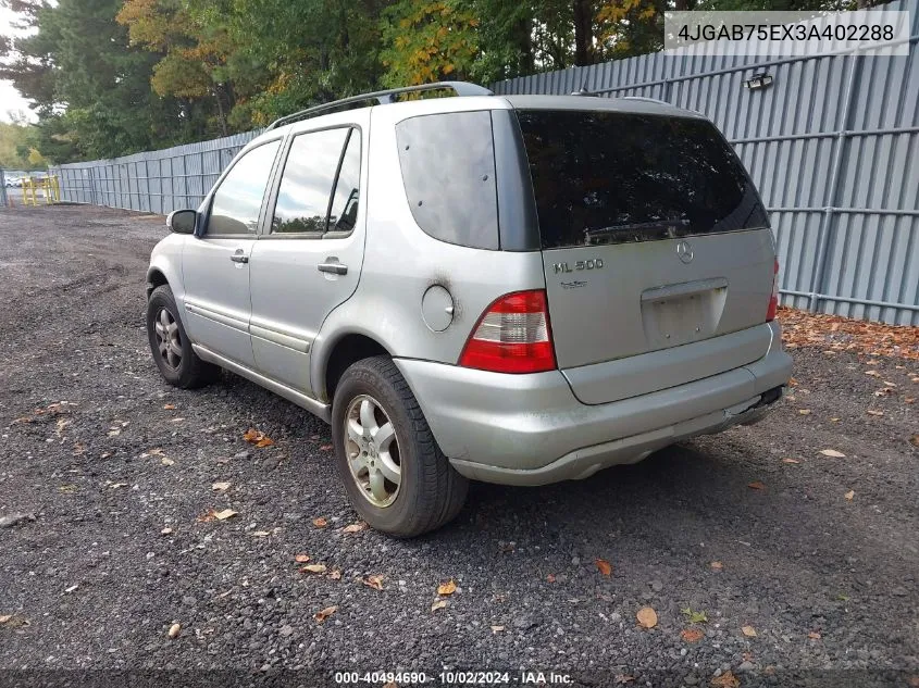 2003 Mercedes-Benz Ml 500 VIN: 4JGAB75EX3A402288 Lot: 40494690