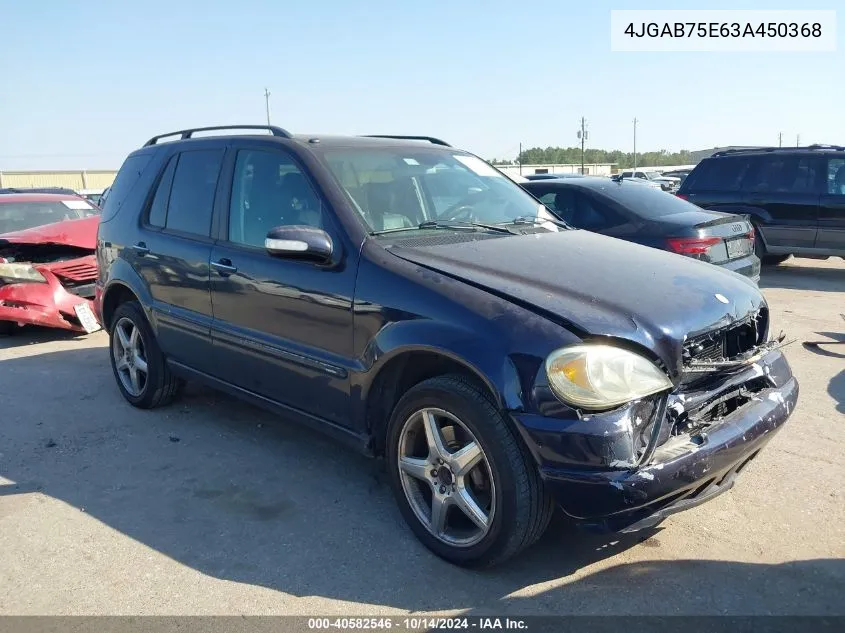 2003 Mercedes-Benz Ml 500 VIN: 4JGAB75E63A450368 Lot: 40582546