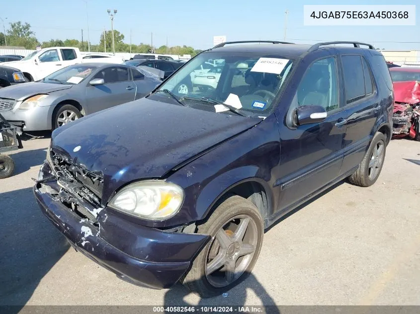 2003 Mercedes-Benz Ml 500 VIN: 4JGAB75E63A450368 Lot: 40582546