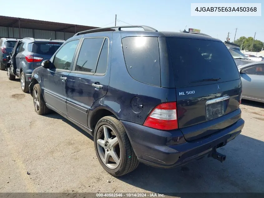 2003 Mercedes-Benz Ml 500 VIN: 4JGAB75E63A450368 Lot: 40582546