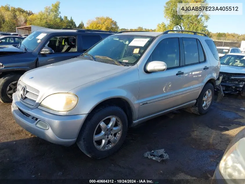 2003 Mercedes-Benz Ml 350 VIN: 4JGAB57E23A405512 Lot: 40684312