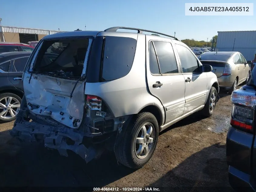 2003 Mercedes-Benz Ml 350 VIN: 4JGAB57E23A405512 Lot: 40684312