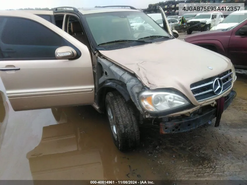 2003 Mercedes-Benz Ml 500 VIN: 4JGAB75E93A412357 Lot: 40814961