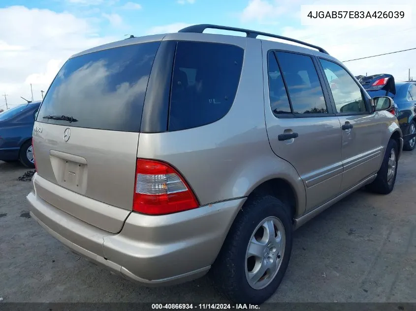 2003 Mercedes-Benz Ml 350 VIN: 4JGAB57E83A426039 Lot: 40866934