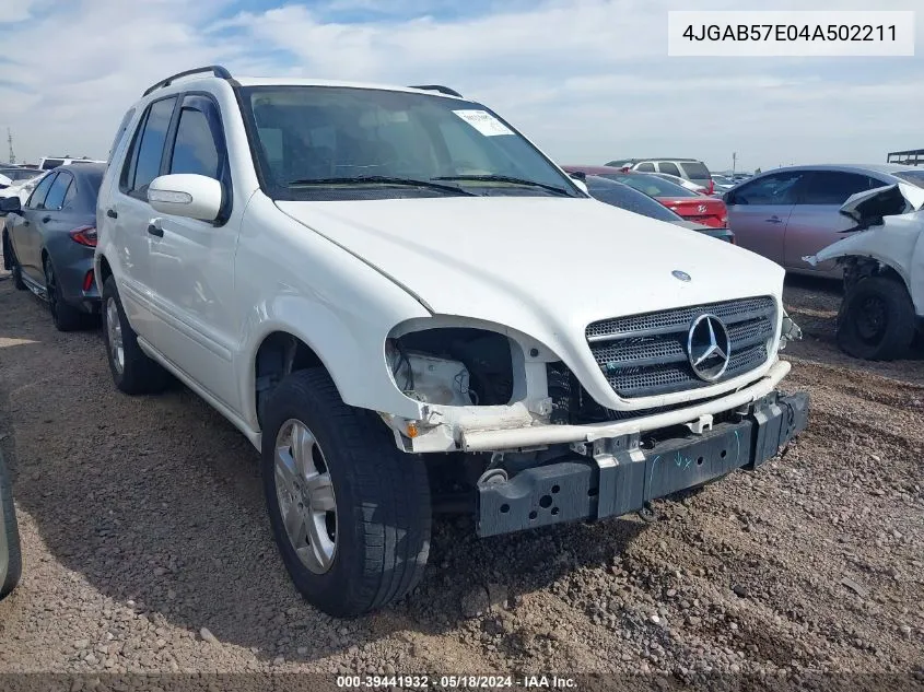 4JGAB57E04A502211 2004 Mercedes-Benz Ml 350 4Matic