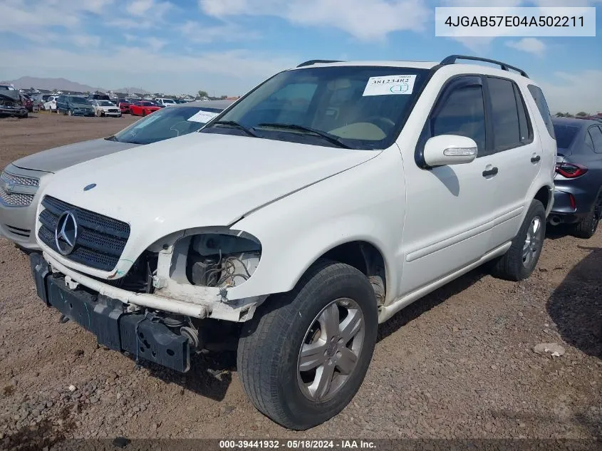 2004 Mercedes-Benz Ml 350 4Matic VIN: 4JGAB57E04A502211 Lot: 39441932