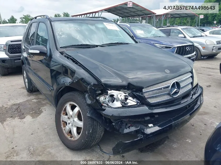 2004 Mercedes-Benz Ml 350 4Matic VIN: 4JGAB57E74A498643 Lot: 39597633