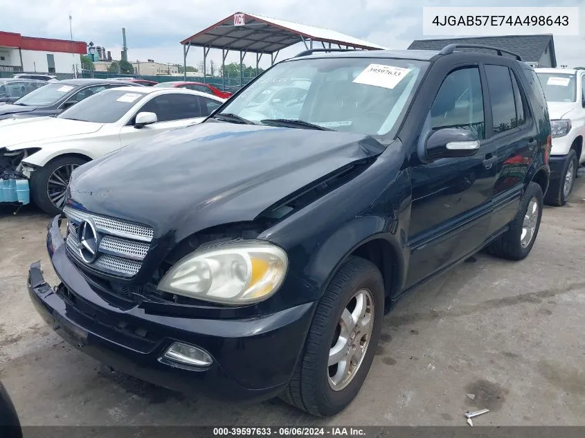 2004 Mercedes-Benz Ml 350 4Matic VIN: 4JGAB57E74A498643 Lot: 39597633