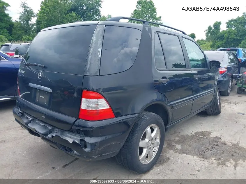 2004 Mercedes-Benz Ml 350 4Matic VIN: 4JGAB57E74A498643 Lot: 39597633