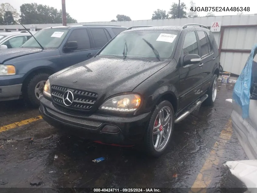 2004 Mercedes-Benz Ml 500 4Matic VIN: 4JGAB75E24A486348 Lot: 40424711