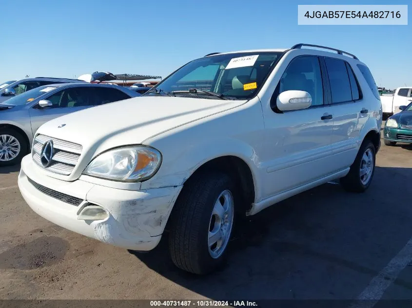 2004 Mercedes-Benz Ml 350 4Matic VIN: 4JGAB57E54A482716 Lot: 40731487