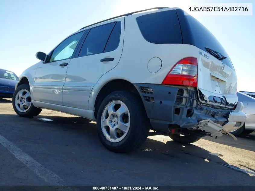 2004 Mercedes-Benz Ml 350 4Matic VIN: 4JGAB57E54A482716 Lot: 40731487