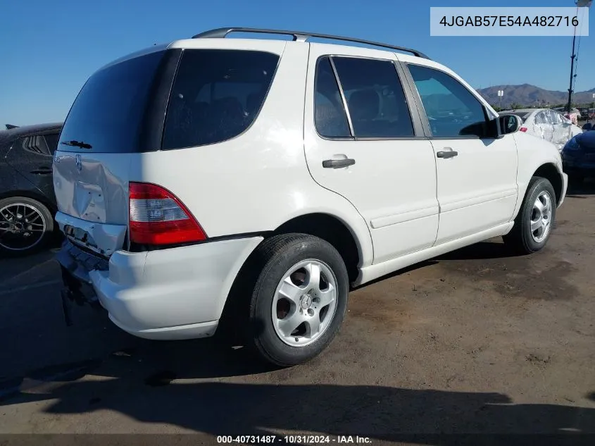 2004 Mercedes-Benz Ml 350 4Matic VIN: 4JGAB57E54A482716 Lot: 40731487