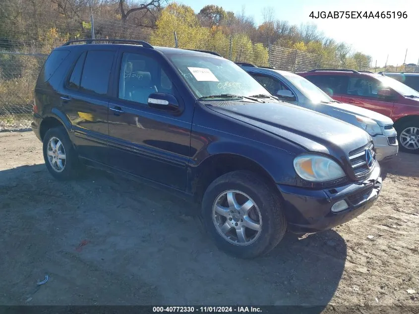 2004 Mercedes-Benz Ml 500 4Matic VIN: 4JGAB75EX4A465196 Lot: 40772330