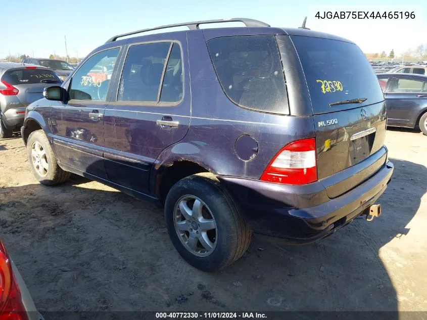 2004 Mercedes-Benz Ml 500 4Matic VIN: 4JGAB75EX4A465196 Lot: 40772330