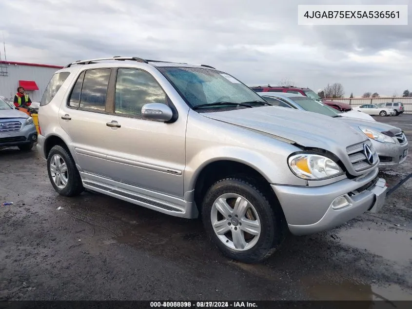 2005 Mercedes-Benz Ml 500 4Matic VIN: 4JGAB75EX5A536561 Lot: 40088398