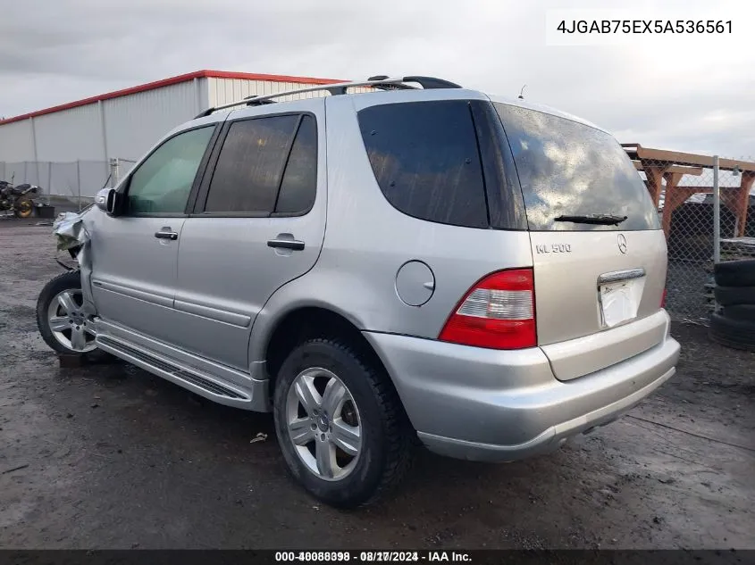 2005 Mercedes-Benz Ml 500 4Matic VIN: 4JGAB75EX5A536561 Lot: 40088398