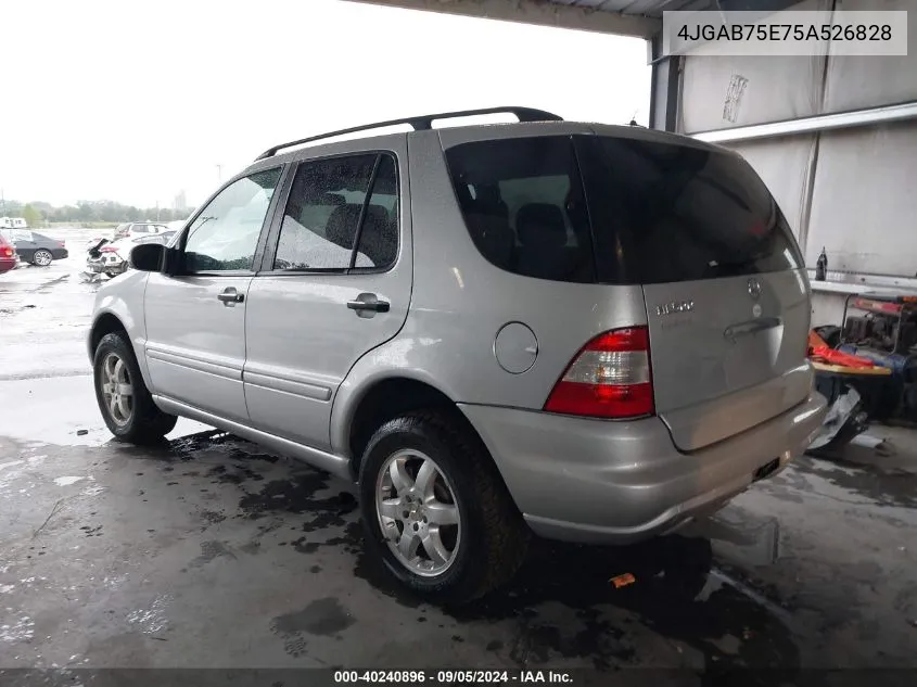 2005 Mercedes-Benz Ml 500 VIN: 4JGAB75E75A526828 Lot: 40240896