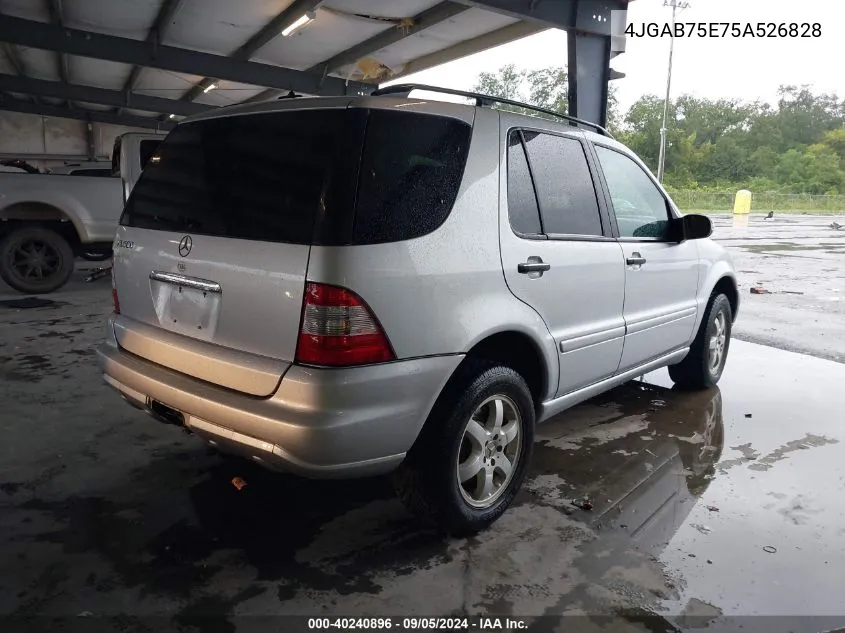 2005 Mercedes-Benz Ml 500 VIN: 4JGAB75E75A526828 Lot: 40240896