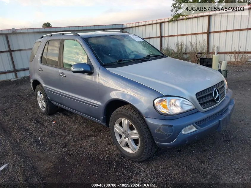 2005 Mercedes-Benz Ml 350 4Matic VIN: 4JGAB57E55A549803 Lot: 40700788