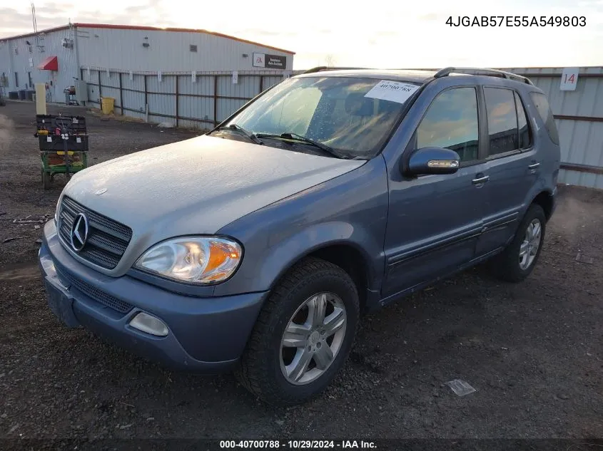 2005 Mercedes-Benz Ml 350 4Matic VIN: 4JGAB57E55A549803 Lot: 40700788