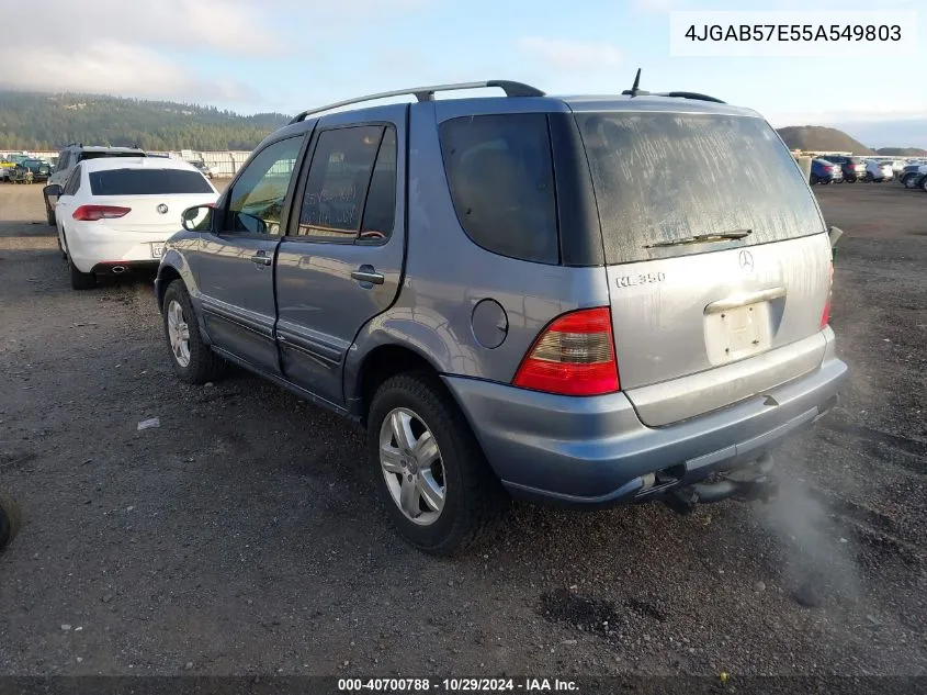 2005 Mercedes-Benz Ml 350 4Matic VIN: 4JGAB57E55A549803 Lot: 40700788