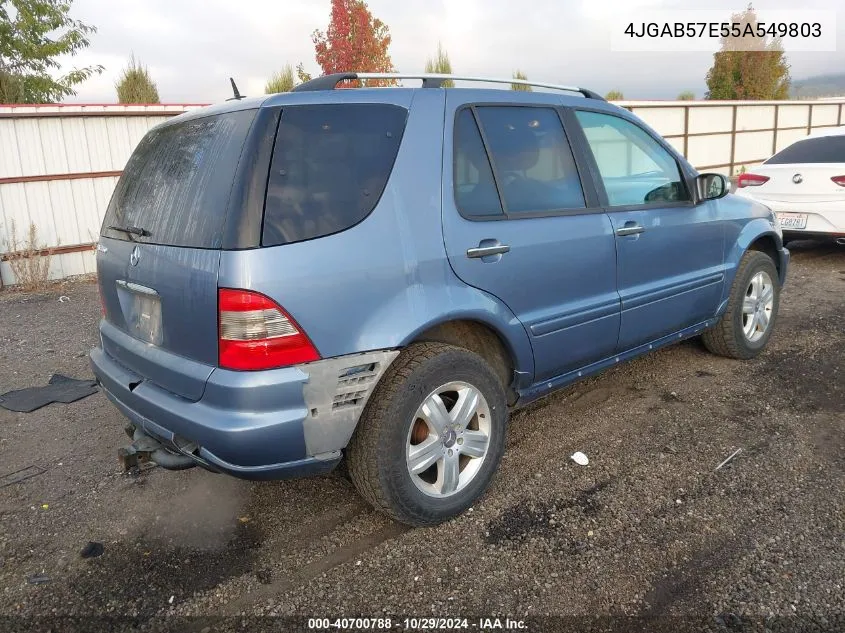 2005 Mercedes-Benz Ml 350 4Matic VIN: 4JGAB57E55A549803 Lot: 40700788