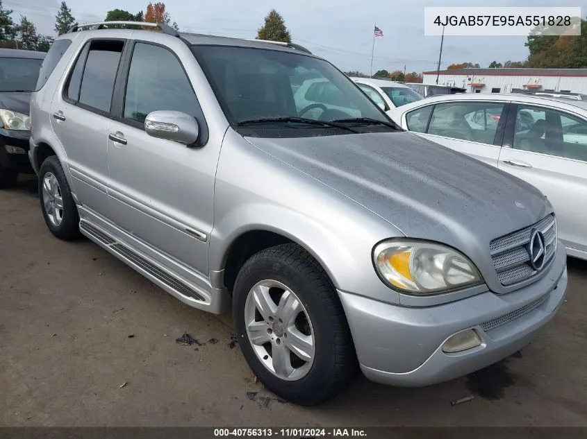 2005 Mercedes-Benz Ml 350 4Matic VIN: 4JGAB57E95A551828 Lot: 40756313