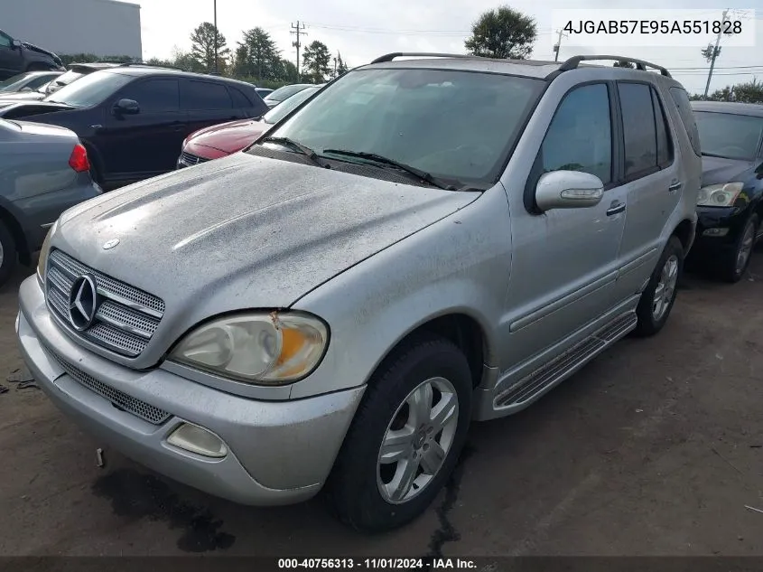 2005 Mercedes-Benz Ml 350 4Matic VIN: 4JGAB57E95A551828 Lot: 40756313