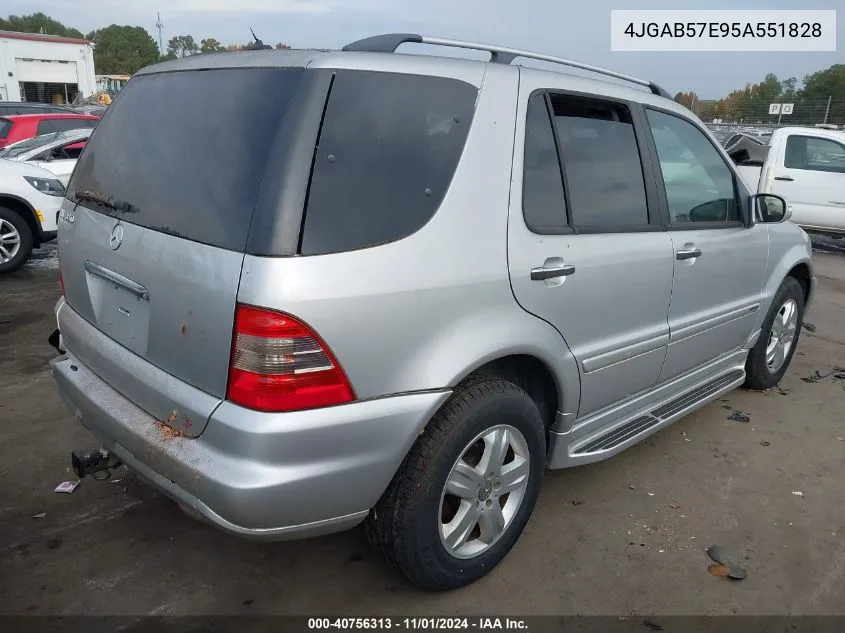 2005 Mercedes-Benz Ml 350 4Matic VIN: 4JGAB57E95A551828 Lot: 40756313