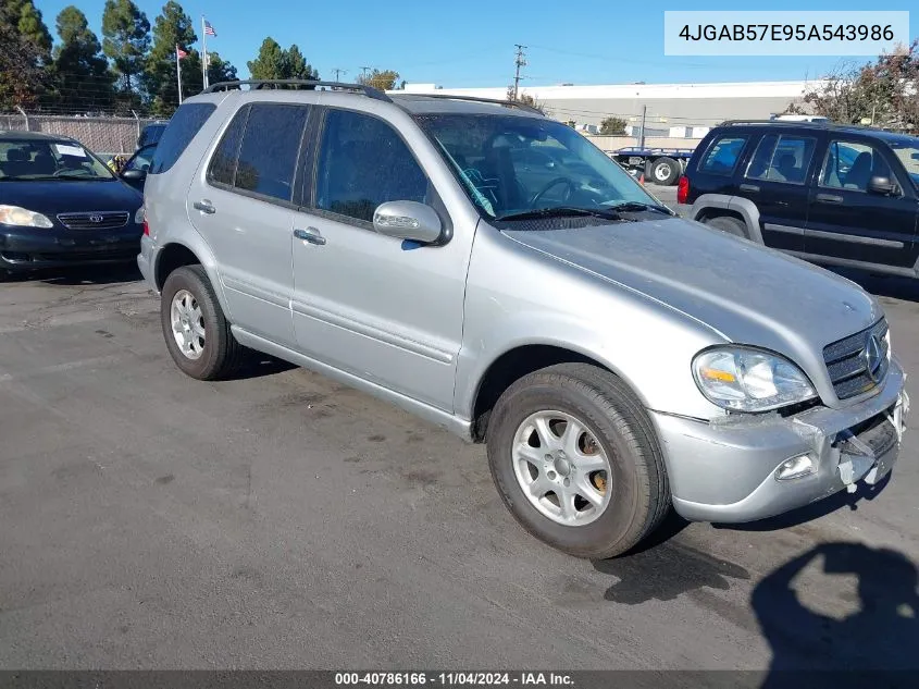 2005 Mercedes-Benz Ml 350 4Matic VIN: 4JGAB57E95A543986 Lot: 40786166