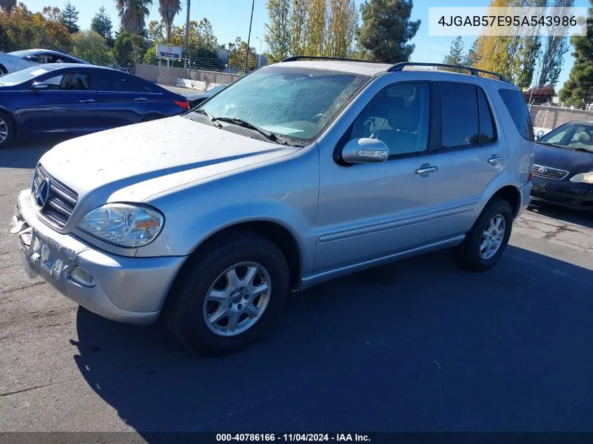 2005 Mercedes-Benz Ml 350 4Matic VIN: 4JGAB57E95A543986 Lot: 40786166