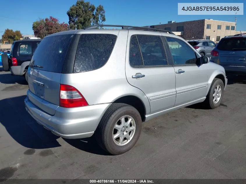 2005 Mercedes-Benz Ml 350 4Matic VIN: 4JGAB57E95A543986 Lot: 40786166