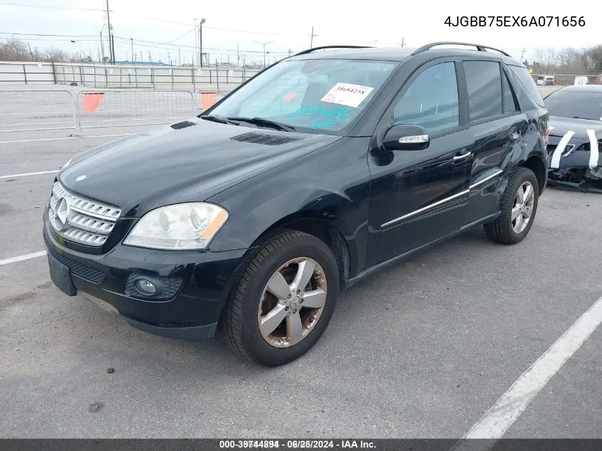 2006 Mercedes-Benz Ml 500 4Matic VIN: 4JGBB75EX6A071656 Lot: 39744894