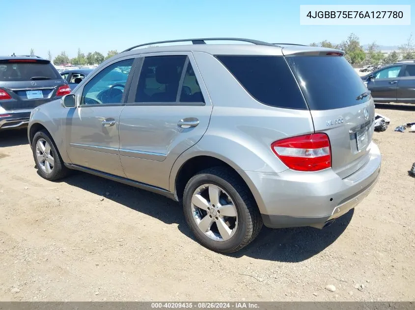 2006 Mercedes-Benz Ml 500 4Matic VIN: 4JGBB75E76A127780 Lot: 40209435