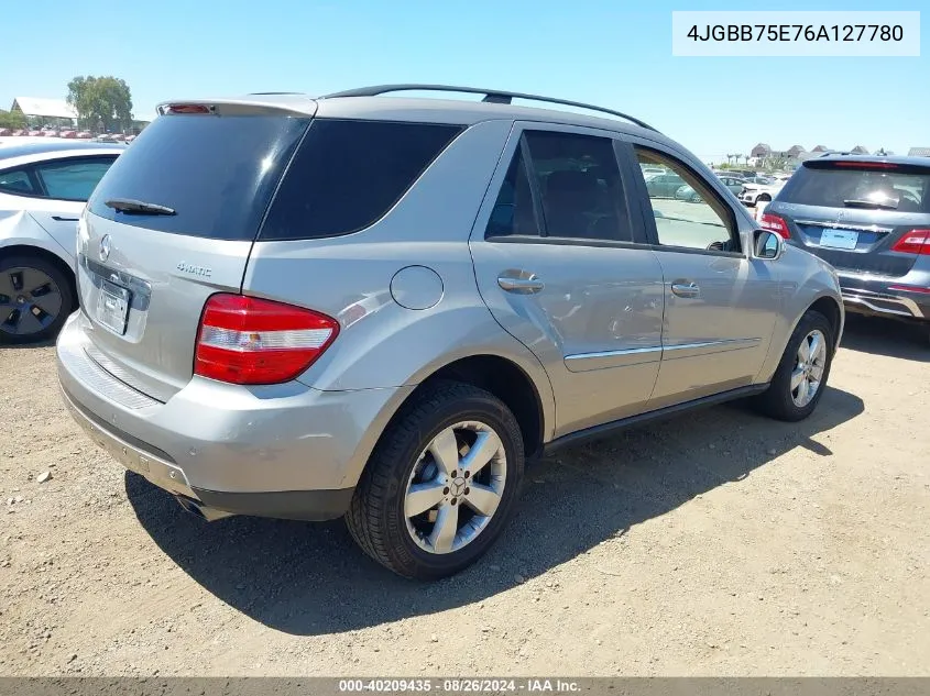 2006 Mercedes-Benz Ml 500 4Matic VIN: 4JGBB75E76A127780 Lot: 40209435