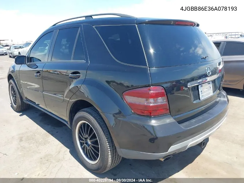 2006 Mercedes-Benz Ml 350 4Matic VIN: 4JGBB86E36A078193 Lot: 40228194