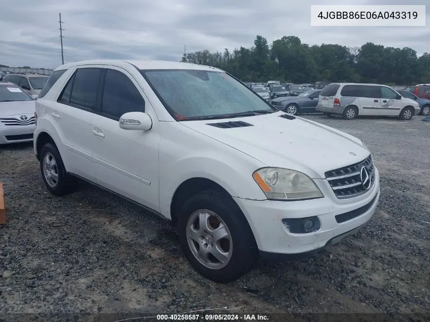 2006 Mercedes-Benz Ml 350 4Matic VIN: 4JGBB86E06A043319 Lot: 40258587