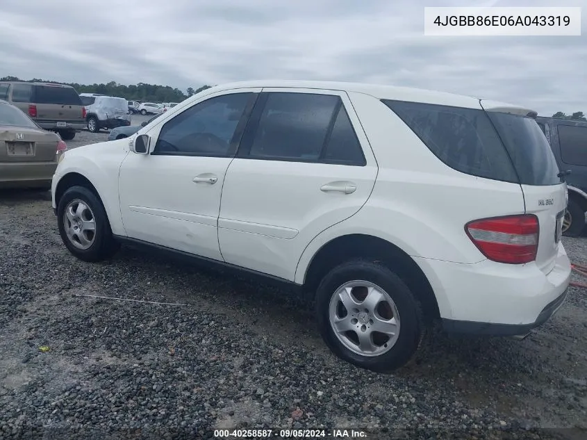 2006 Mercedes-Benz Ml 350 4Matic VIN: 4JGBB86E06A043319 Lot: 40258587