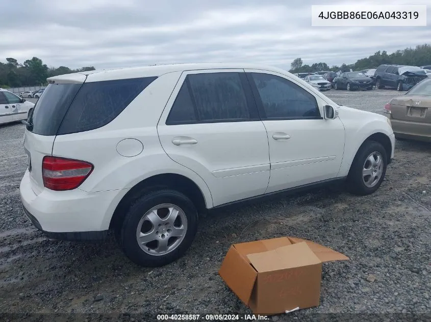 2006 Mercedes-Benz Ml 350 4Matic VIN: 4JGBB86E06A043319 Lot: 40258587