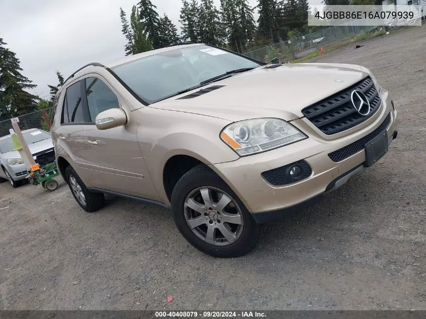 2006 Mercedes-Benz Ml 350 4Matic VIN: 4JGBB86E16A079939 Lot: 40408079