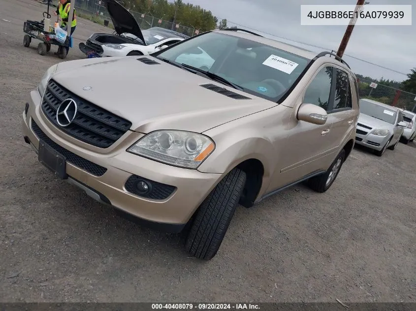 2006 Mercedes-Benz Ml 350 4Matic VIN: 4JGBB86E16A079939 Lot: 40408079