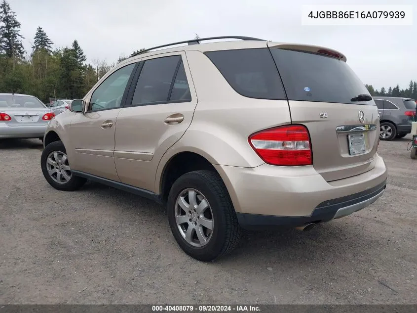 2006 Mercedes-Benz Ml 350 4Matic VIN: 4JGBB86E16A079939 Lot: 40408079