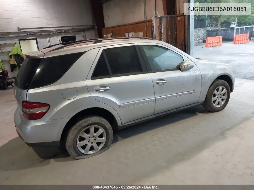 2006 Mercedes-Benz Ml 350 4Matic VIN: 4JGBB86E36A016051 Lot: 40437646