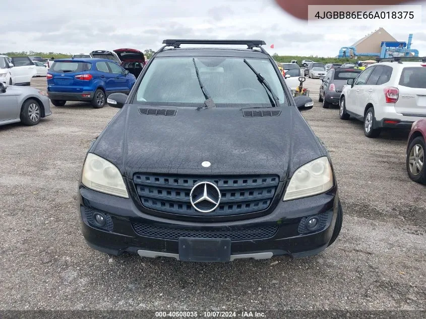 2006 Mercedes-Benz M-Class 350 VIN: 4JGBB86E66A018375 Lot: 40508035