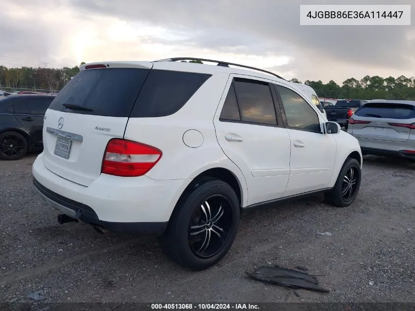 2006 Mercedes-Benz Ml 350 4Matic VIN: 4JGBB86E36A114447 Lot: 40513068